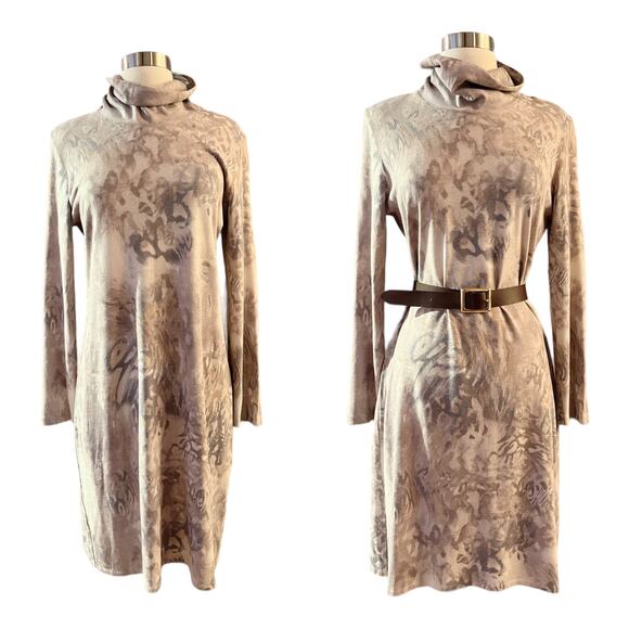 NAULOVER Sheath Knit Dress Turtleneck Wool Angora Long Sleeves Neutrals 42 Large - Picture 2 of 11